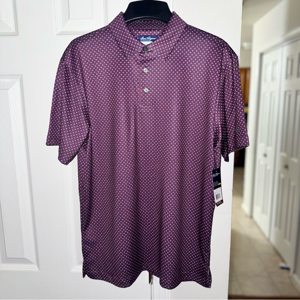 Ben Hogan Performance Golf Polo Men’s S Purple Geometric Moisture Wicking UPF 20 - Picture 5 of 13